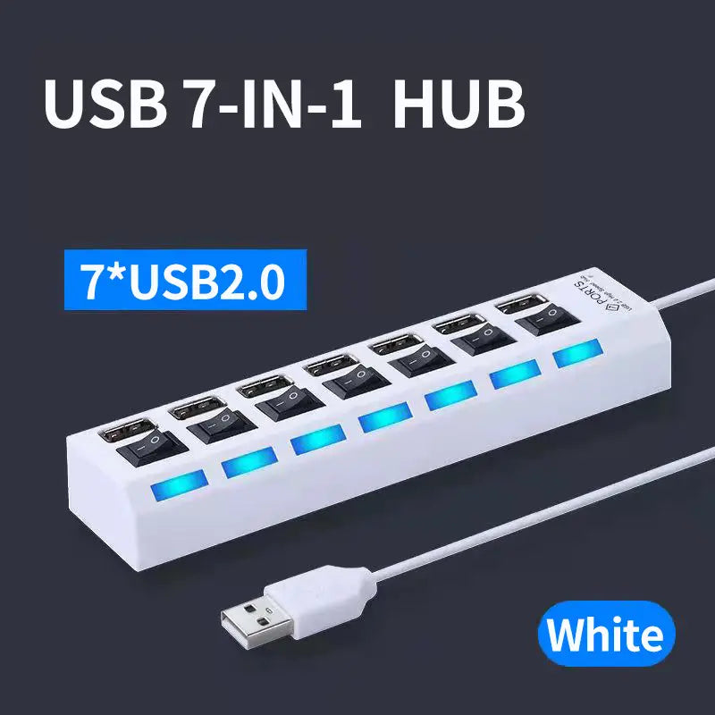 Multi USB 2.0 Splitter Hub With Switch