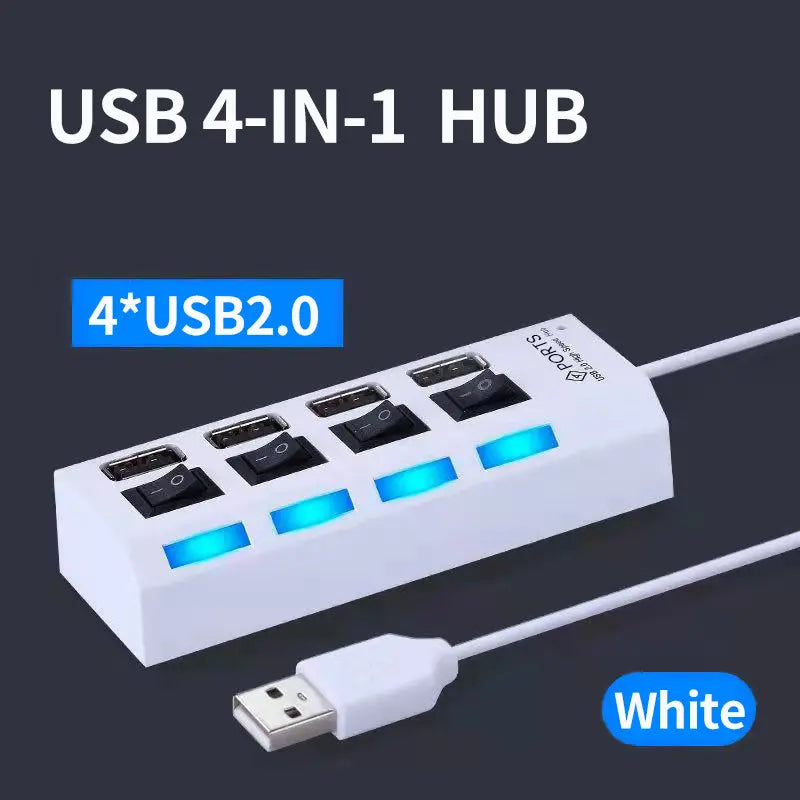 Multi USB 2.0 Splitter Hub With Switch