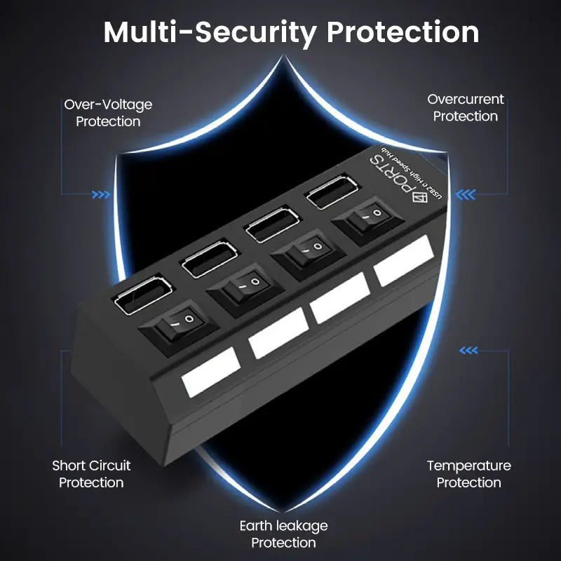 Multi USB 2.0 Splitter Hub With Switch