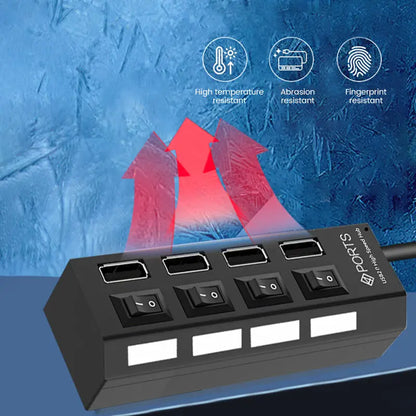 Multi USB 2.0 Splitter Hub With Switch