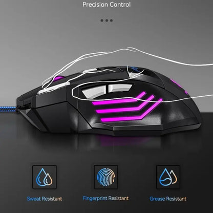 Souris de jeu ergonomique rétroéclairée RVB