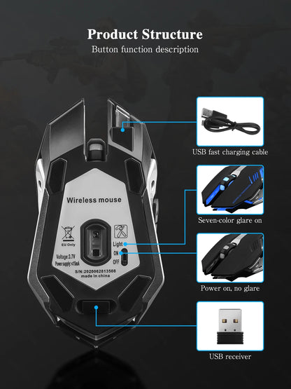 Souris de jeu rechargeable