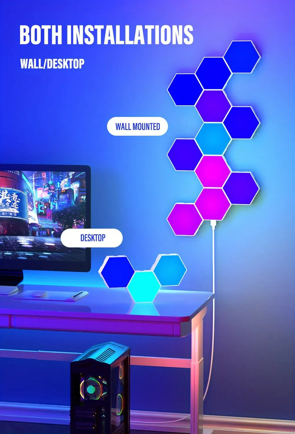 RGB Intelligent Hexagonal Wall Light