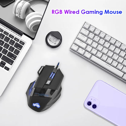 Souris de jeu ergonomique rétroéclairée RVB