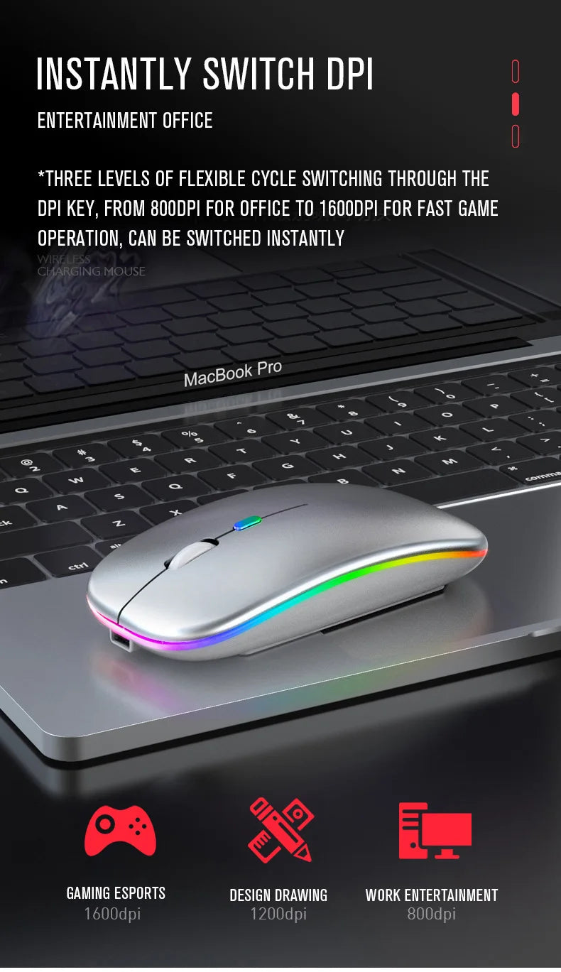 USB Rechargeable Slim Wireless Bluetooth Mouse