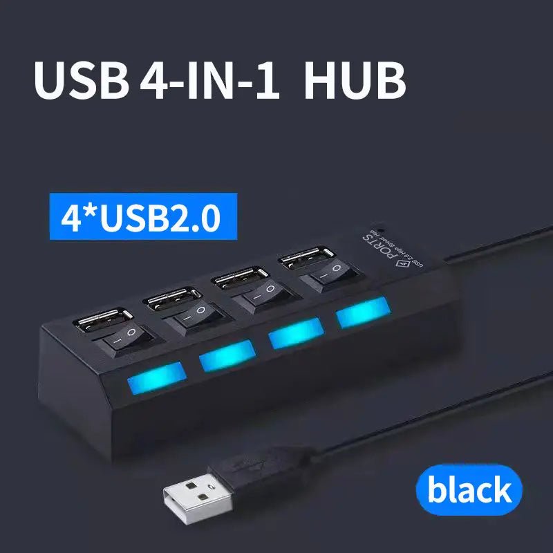 Multi USB 2.0 Splitter Hub With Switch - Techsuplife