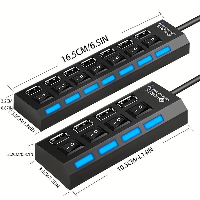 Multi USB 2.0 Splitter Hub With Switch - Techsuplife