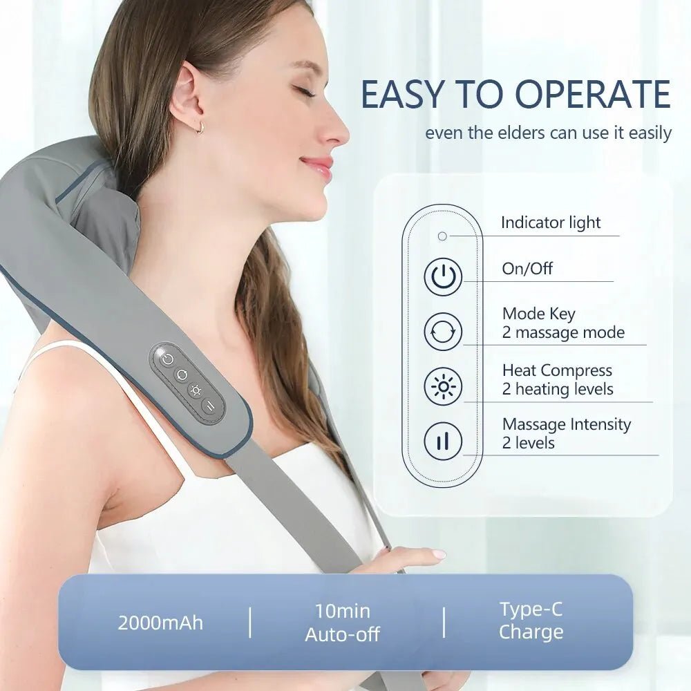 Neck And Back Massager with Heat - Techsuplife