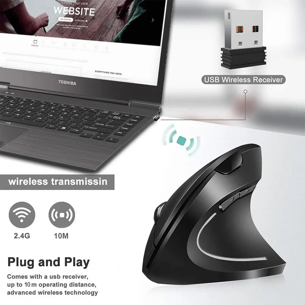 Wireless Vertical Ergonomic Mouse - Techsuplife